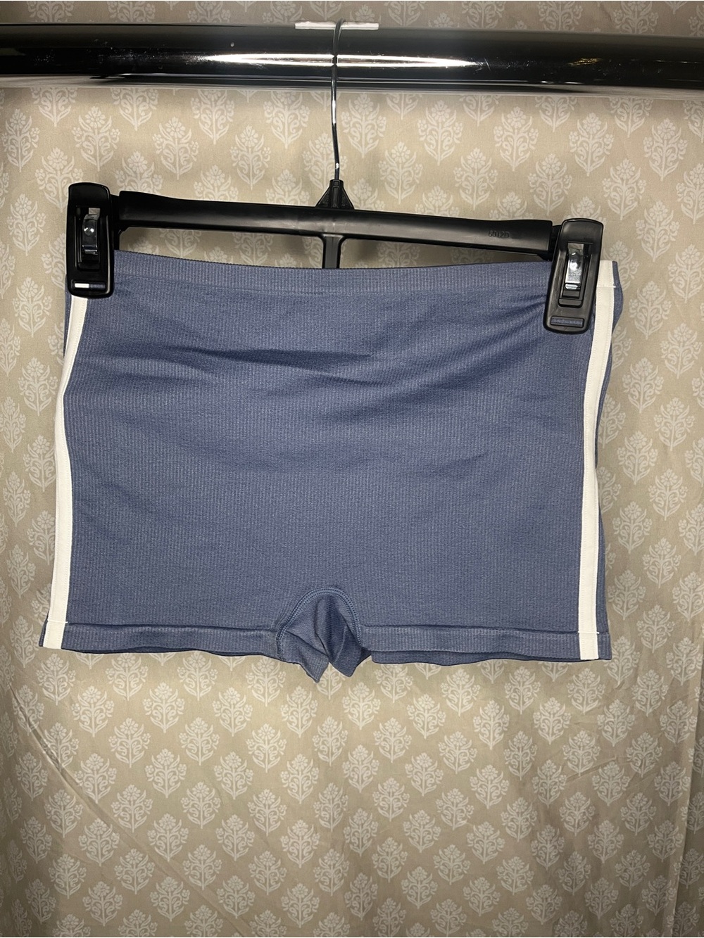 Colsie Slate Blue Bike Shorts with White Side Stripes